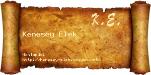 Kenesey Elek névjegykártya